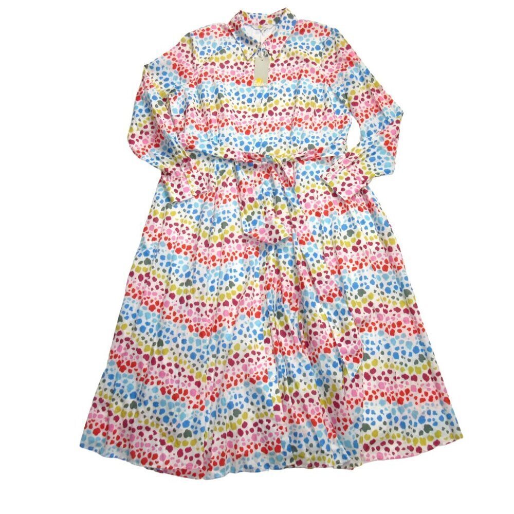 NWT Boden Kitty in Ivory Rainbow Leopard Button-up Shirt Dress US 14R / UK 18R - Picture 2 of 6